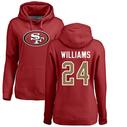 San Francisco 49ers Red Women K Waun Williams Name and Number Logo #24 Pullover